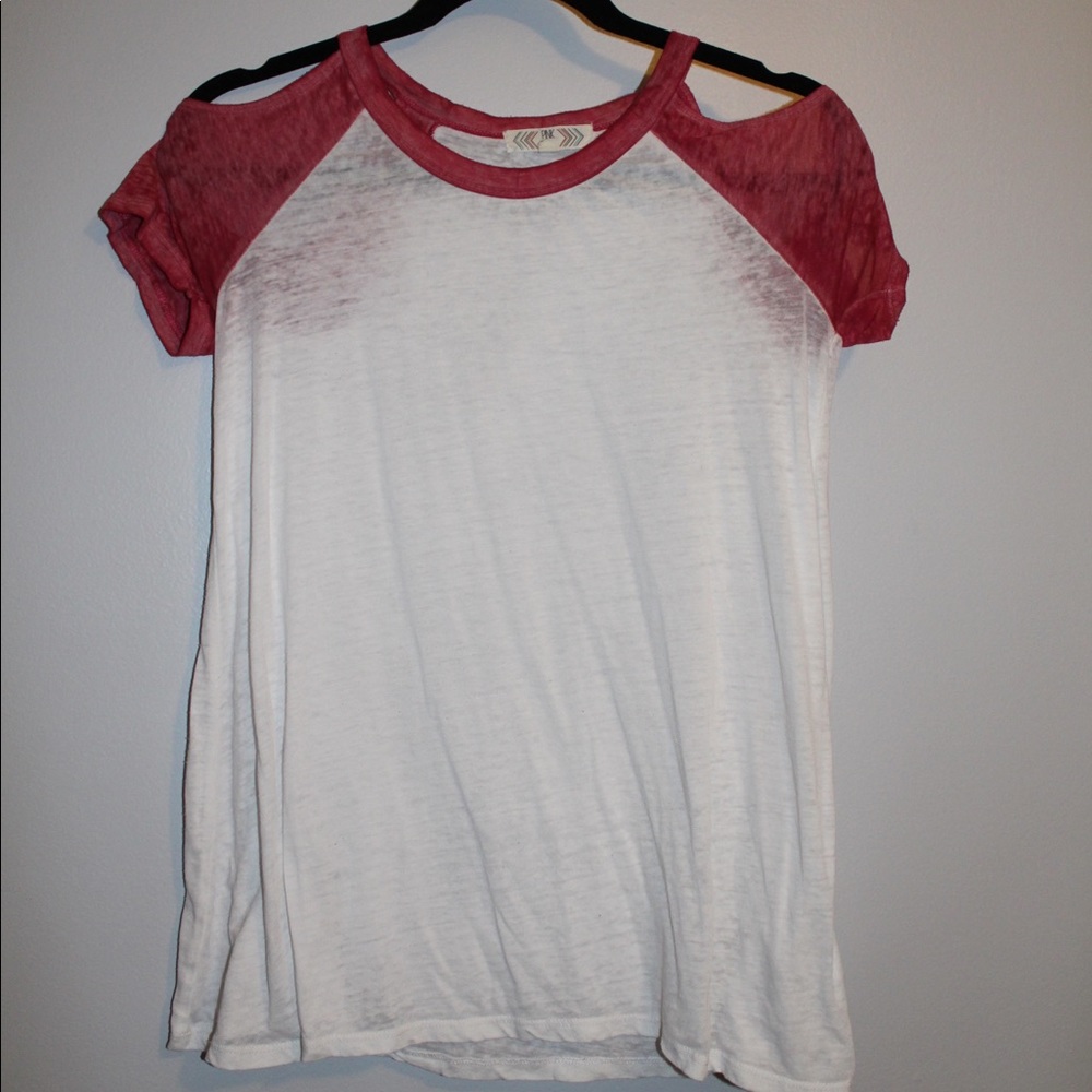 Pink Rose Off the Shoulder Baseball Tee